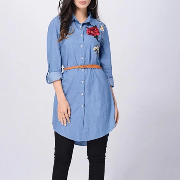 🆕Button Down Long Shirt/Dress - Picture 2 of 5